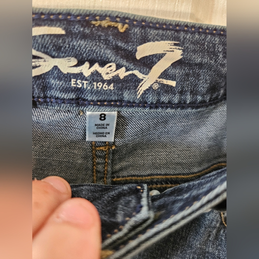 Seven7 Women's Classic Blue High Rise Skinny Jeans Size 8 - Picture 6 of 9